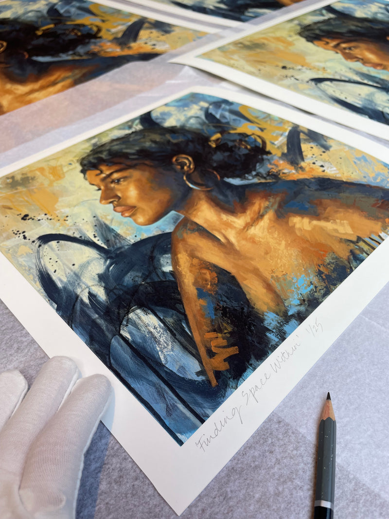 Amadora Art Signed, Titled and Numbered Limited Edition Print titled ‘Finding Space Within’.