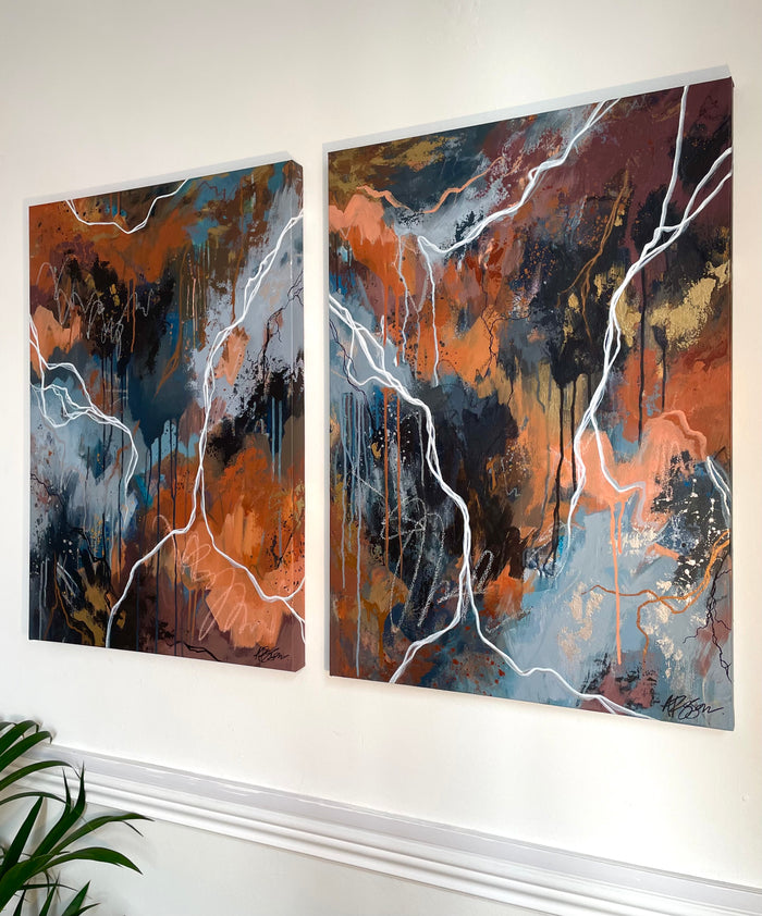 ‘Azure Falls’ Set of 2 Original Paintings