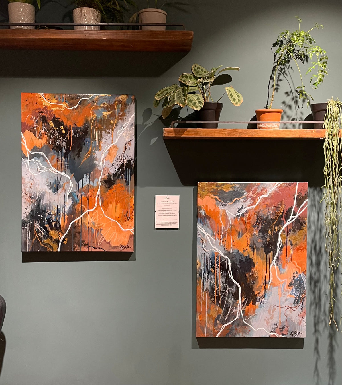 ‘Azure Falls’ Set of 2 Original Paintings